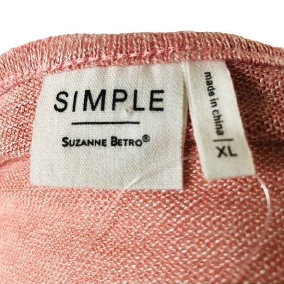 NEW Simple Suzanne Betro Knit Top Women XL Pink White Faux Wrap Front - Picture 8 of 10